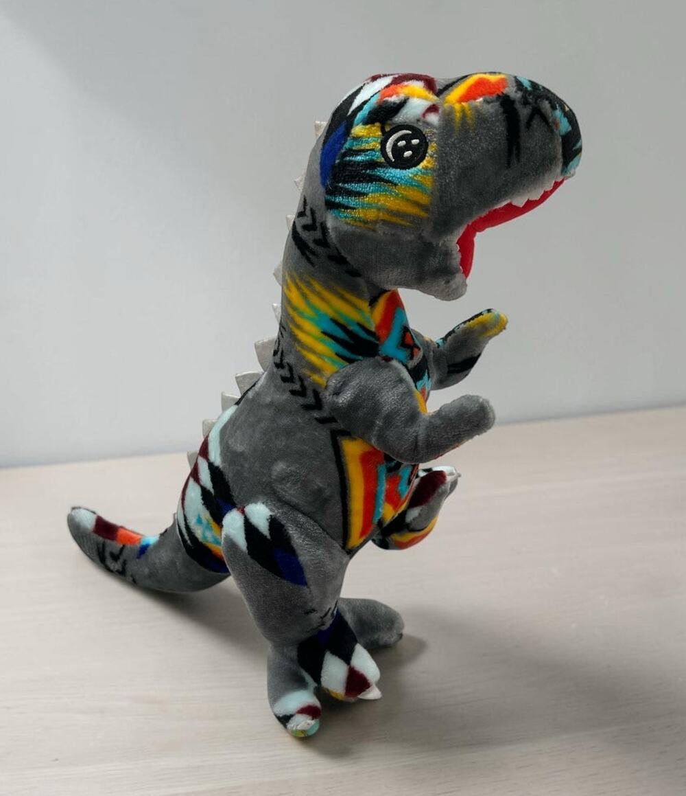 Kotah Bear Grey T-Rex Dinosaur Plush Stuffed Animal 13" Native colorful pattern